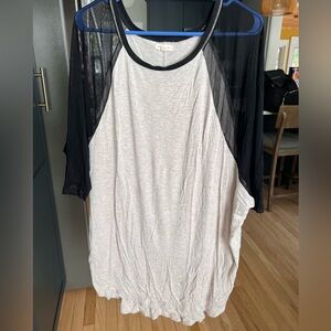 Silence + Noise Long Top Sheer Black Sleeves